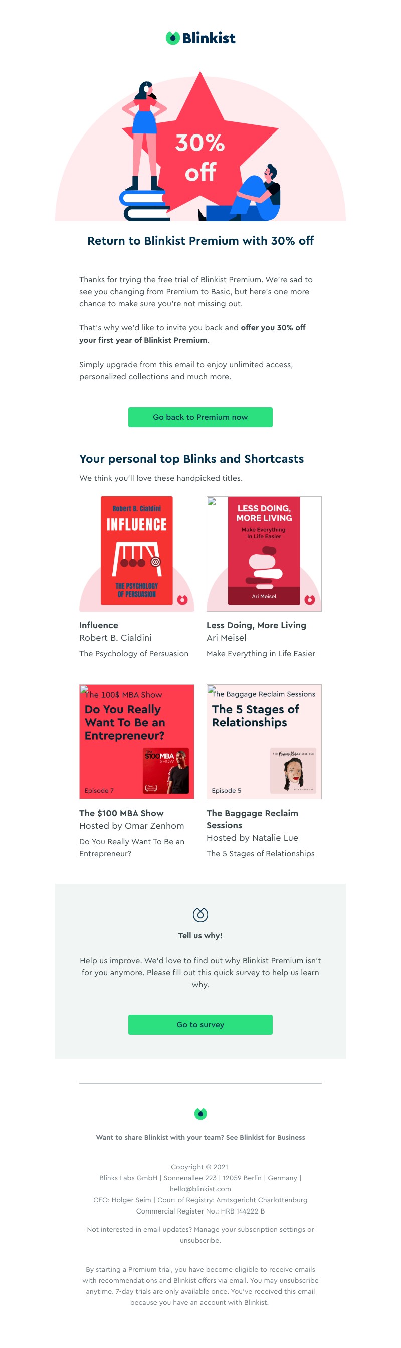 Blinkist - Come back and discover Blinkist with 30% off