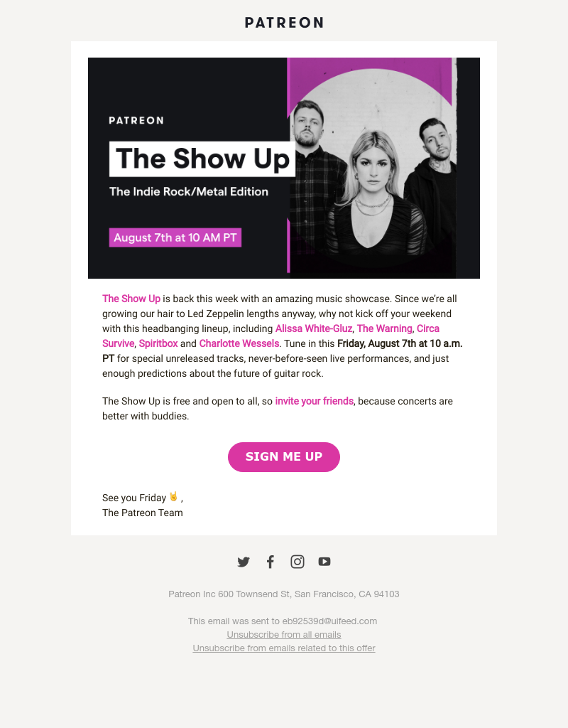 Patreon - 🤘 Kick off your weekend with a Stream of Rock at The Show Up