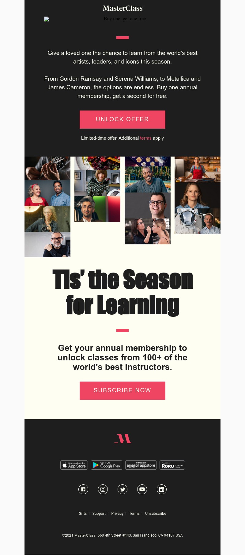  - Get two MasterClass annual memberships for the price of one