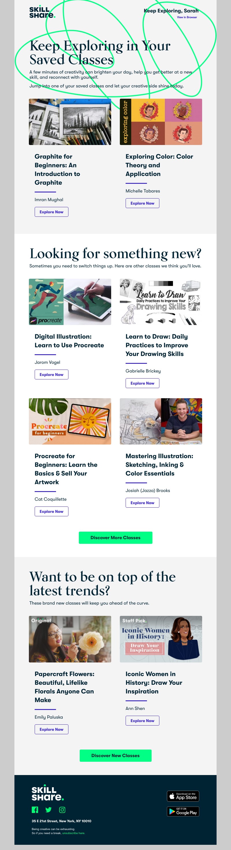 Skillshare - Recommended Classes to Spark Your Creativity