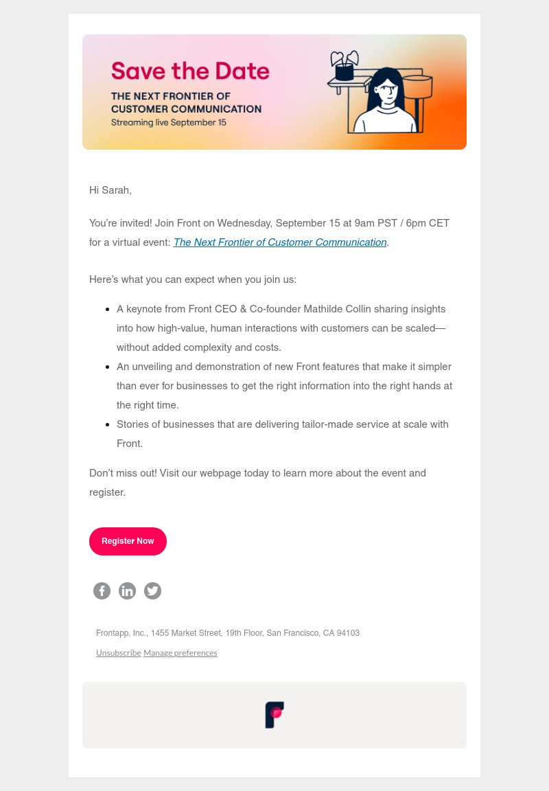 Front - Save the Date: The Next Frontier of Customer Communication, presented by Front