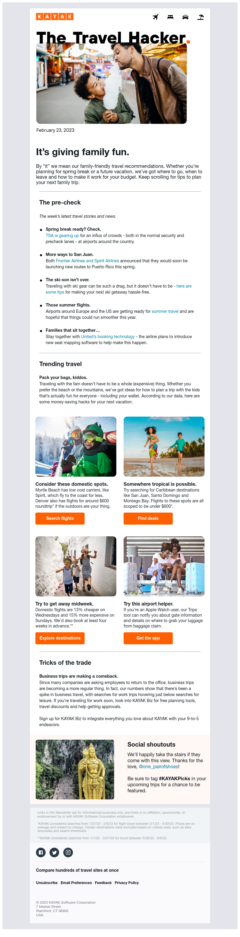 Kayak - Plan a family trip on a chicken-tenders budget  ✈️