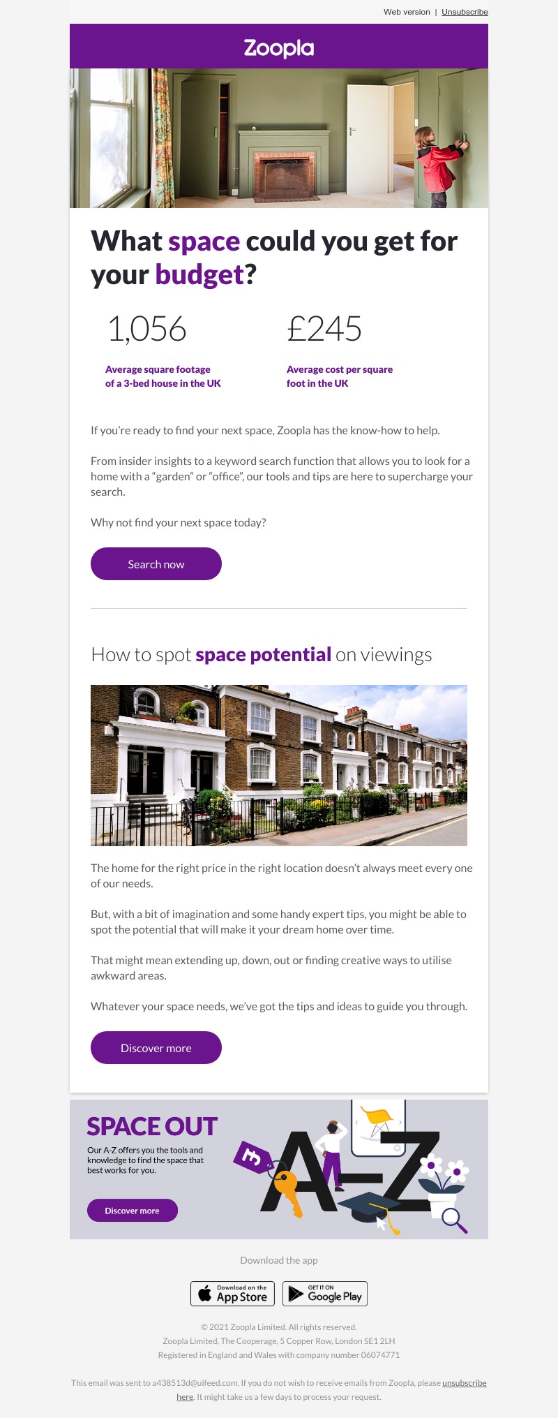 Zoopla - The average price per square foot of a 3-bed house