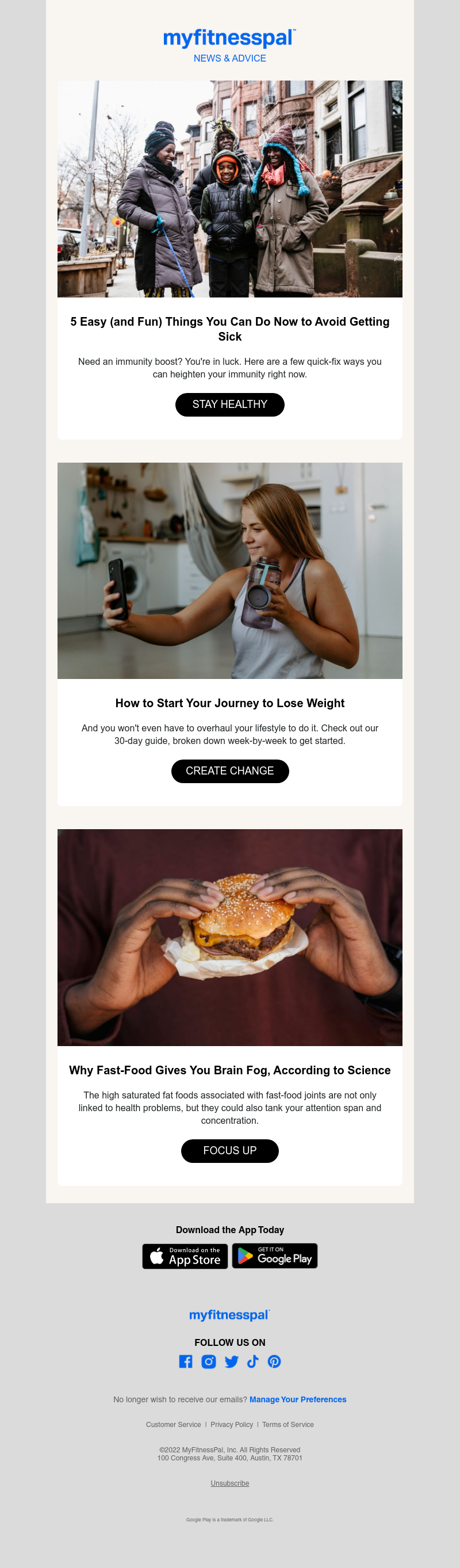 MyFitnessPal - 5 Easy & Fun Things You Can Do Now to Avoid Getting Sick