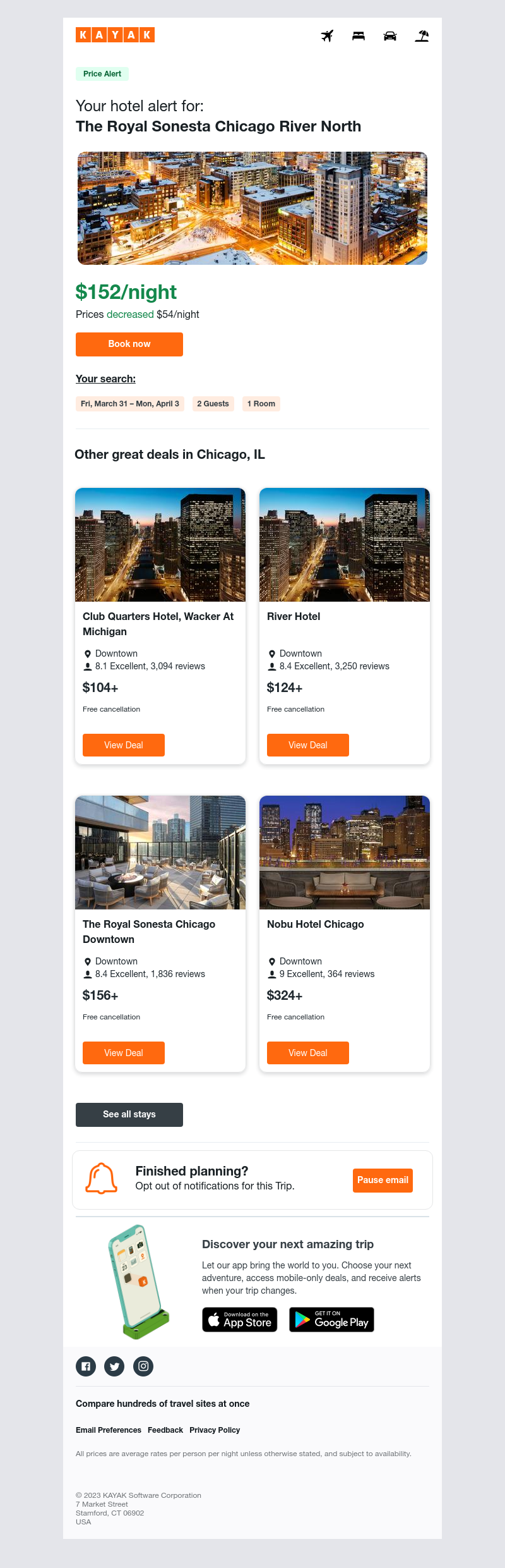 Kayak - Jackpot: Hotel prices dropped $54 in Chicago, IL!