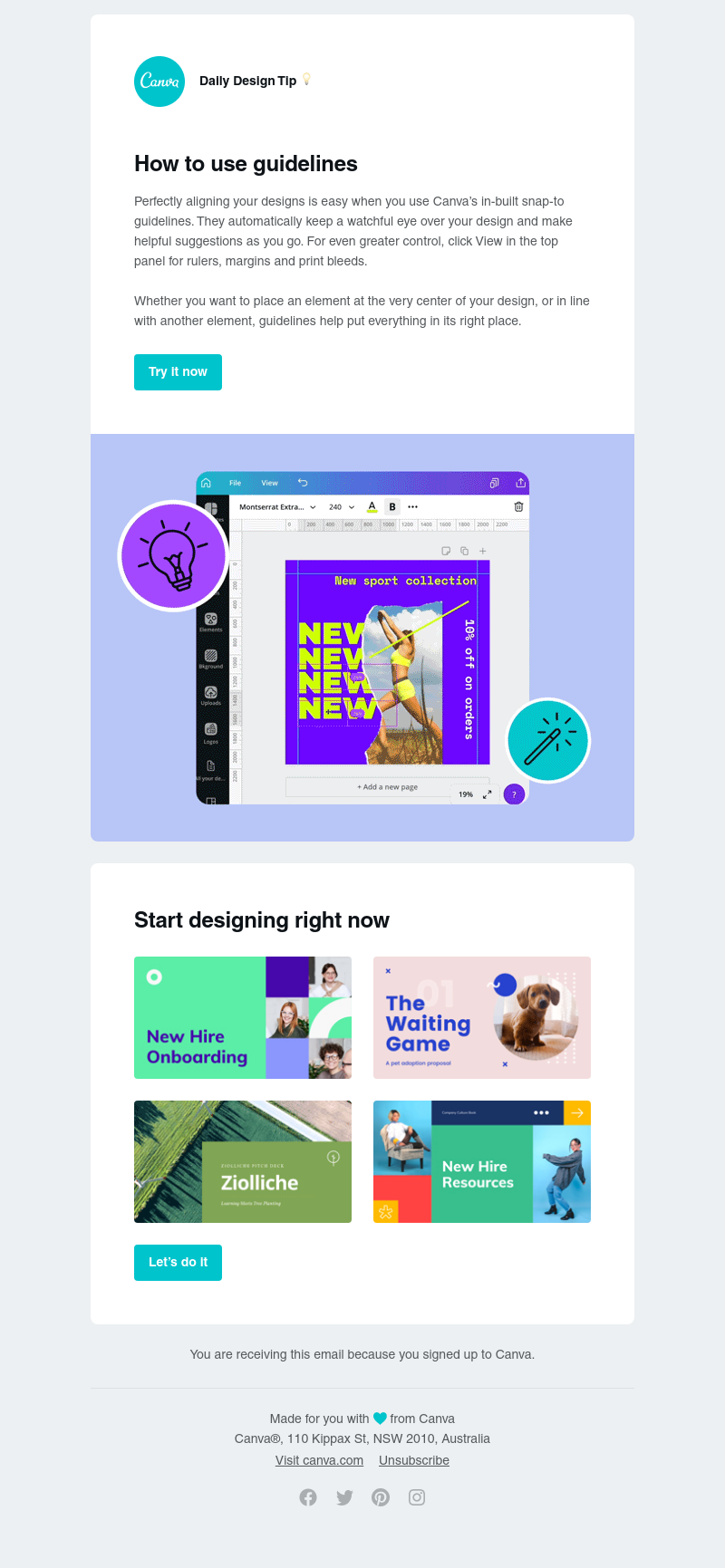 Canva - Put everything into perspective with guidelines