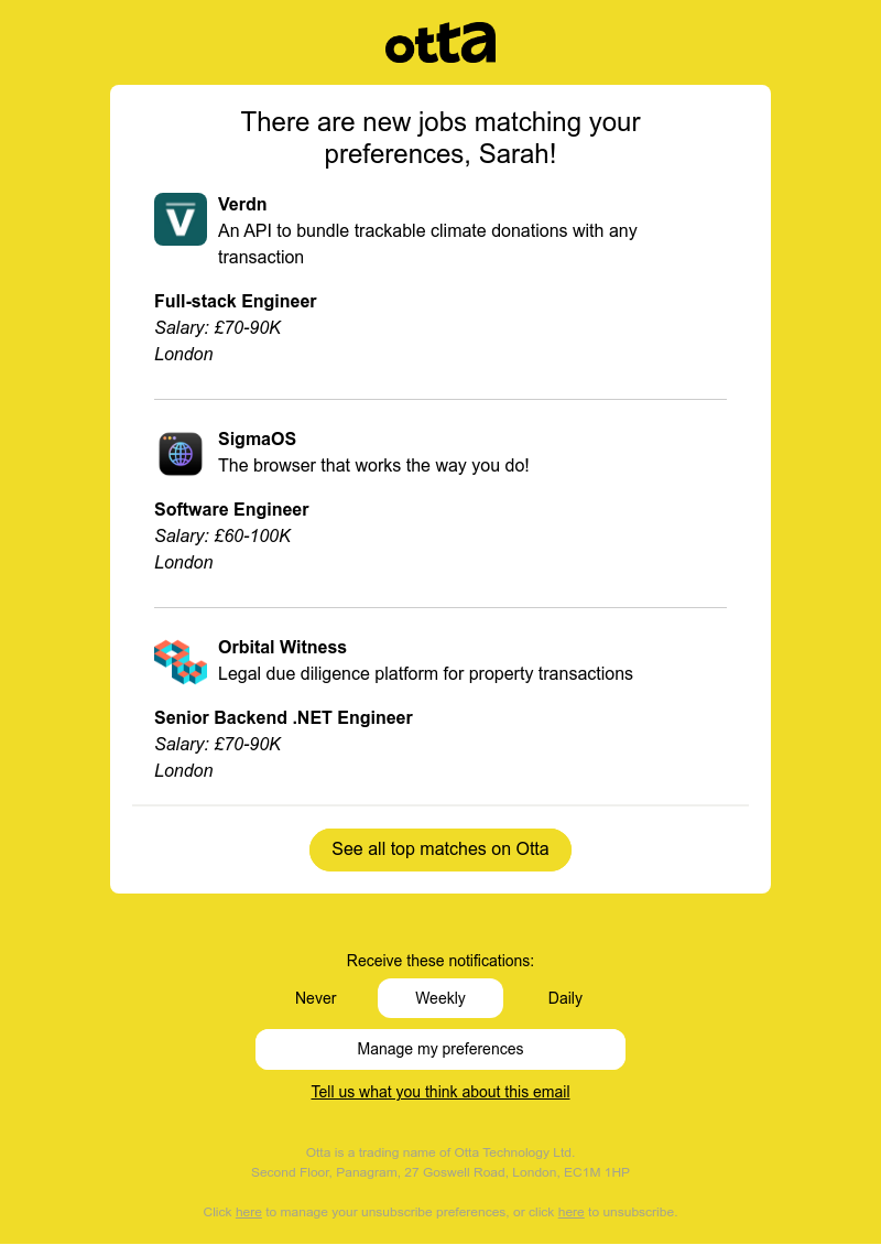 Otta - New match: Full-stack Engineer at Verdn