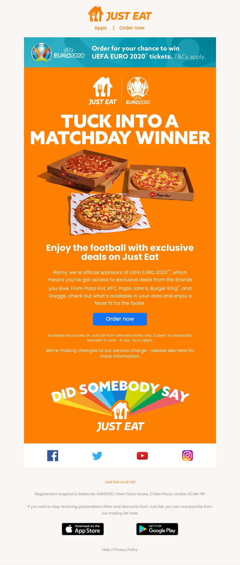 Just Eat - Exclusive deals fit for the footie ⚽🍔