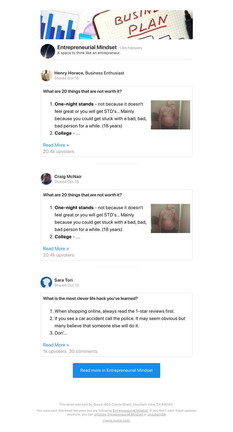 Quora - What are 20 things that are not worth it?