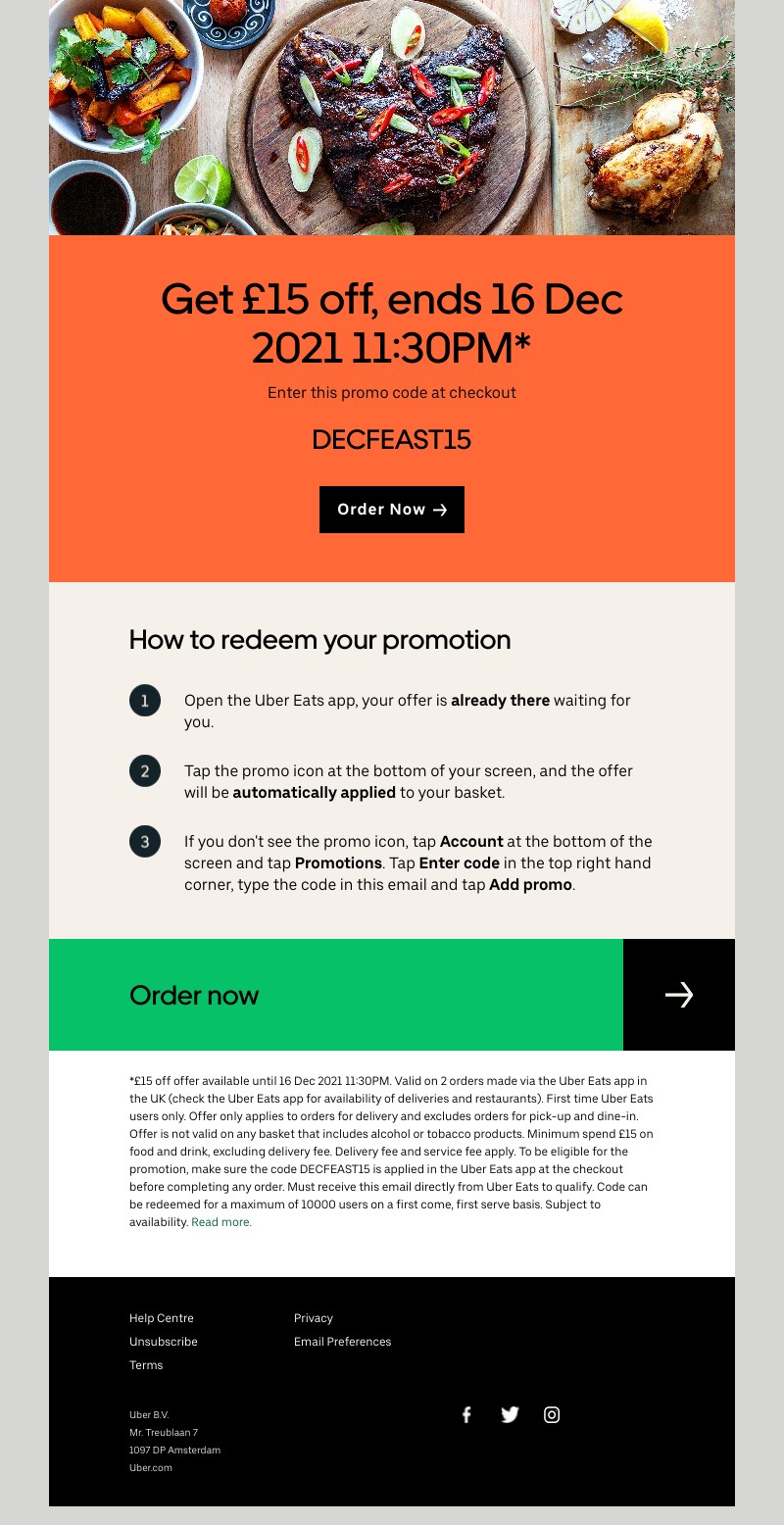 Uber Eats - Sarah, your discount is still available