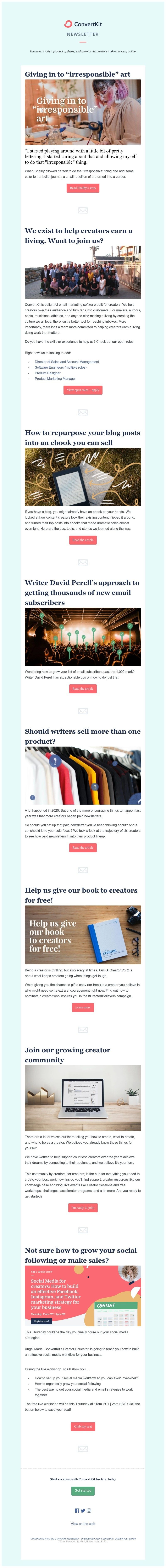 ConvertKit - [ConvertKit Newsletter] Giving in to “irresponsible” art