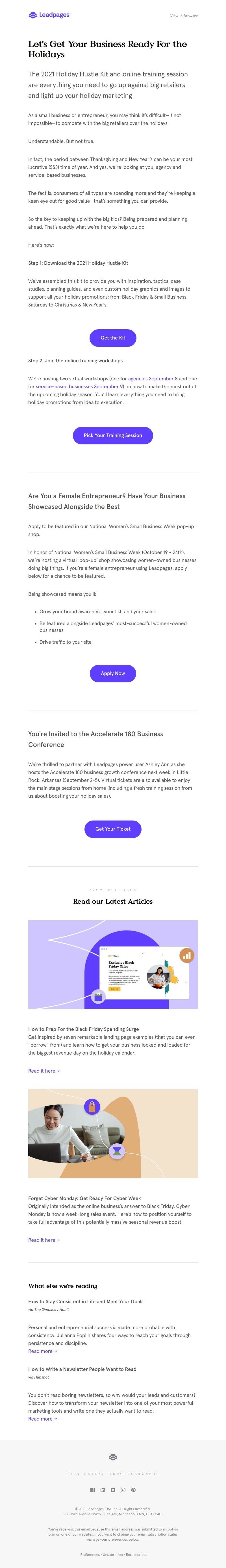Leadpages - This is probably the first (and most important) holiday-related email you’ve gotten this year