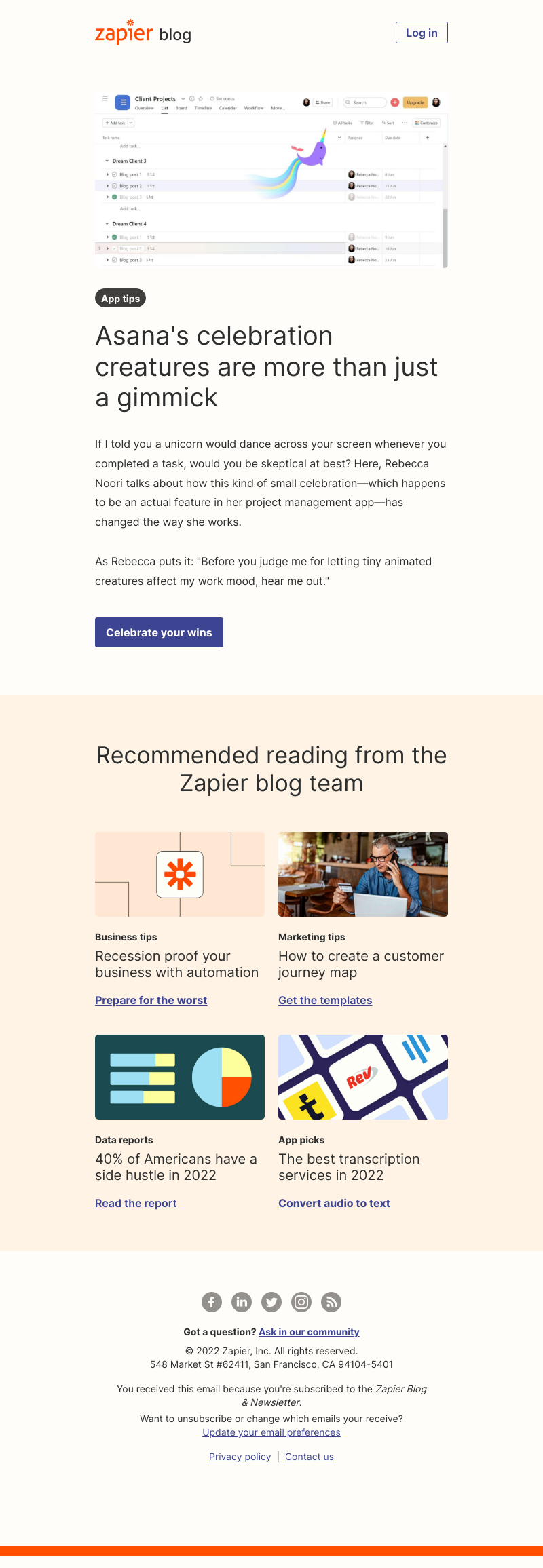 Zapier - Celebrate your wins