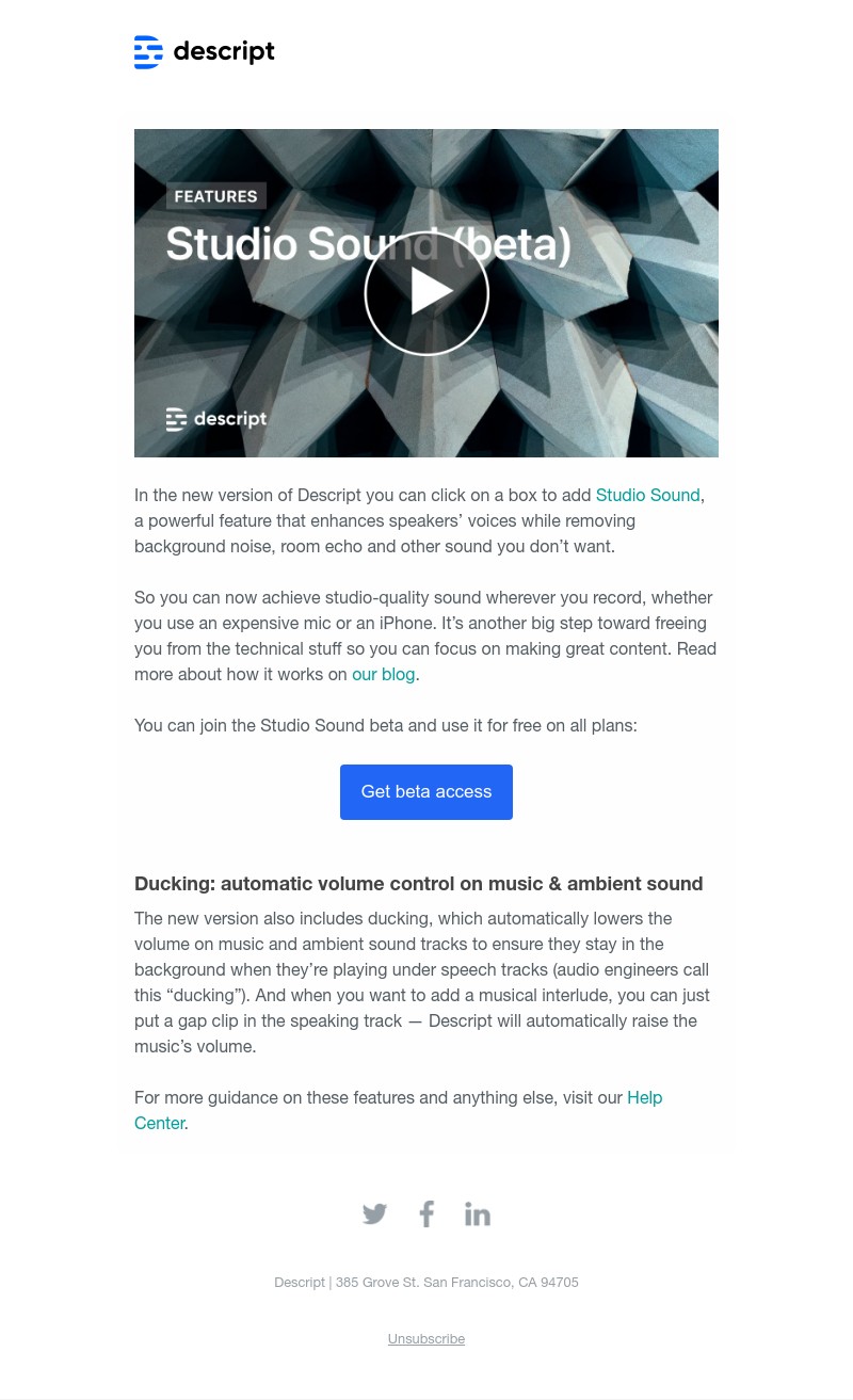 Descript - New in Descript: Studio-quality sound and ducking