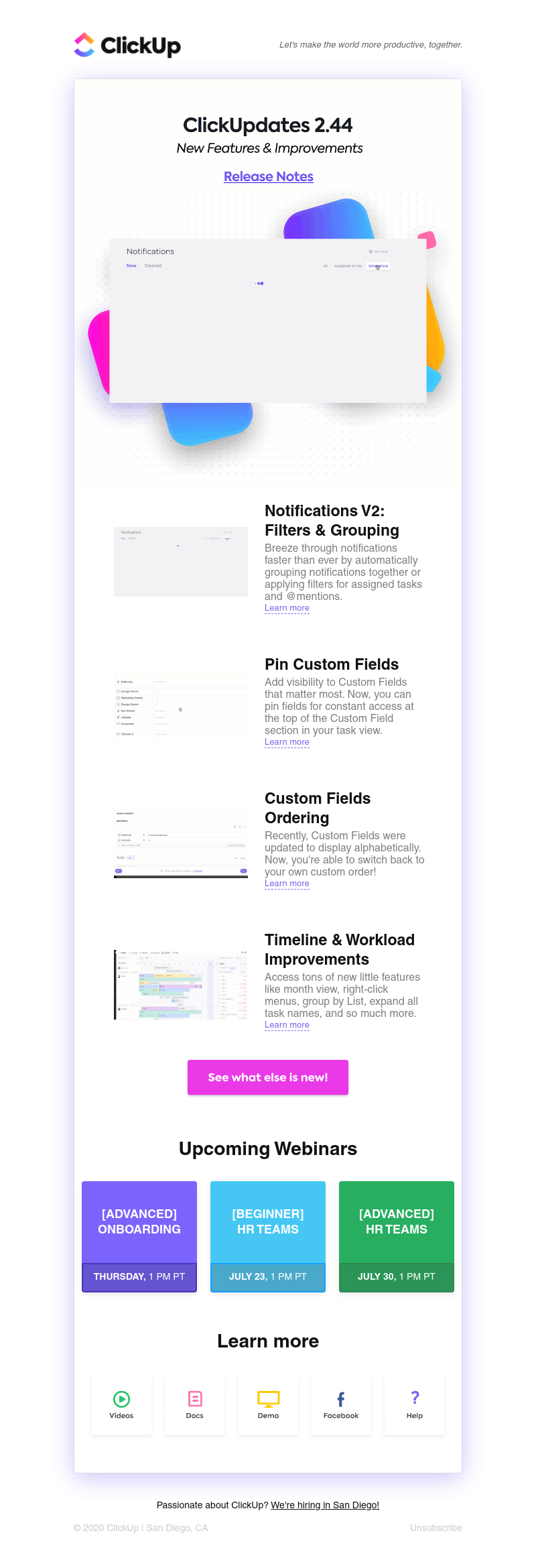 ClickUp - ClickUpdates 2.44 🔔 Notifications V2, Pin Custom Fields, and more!