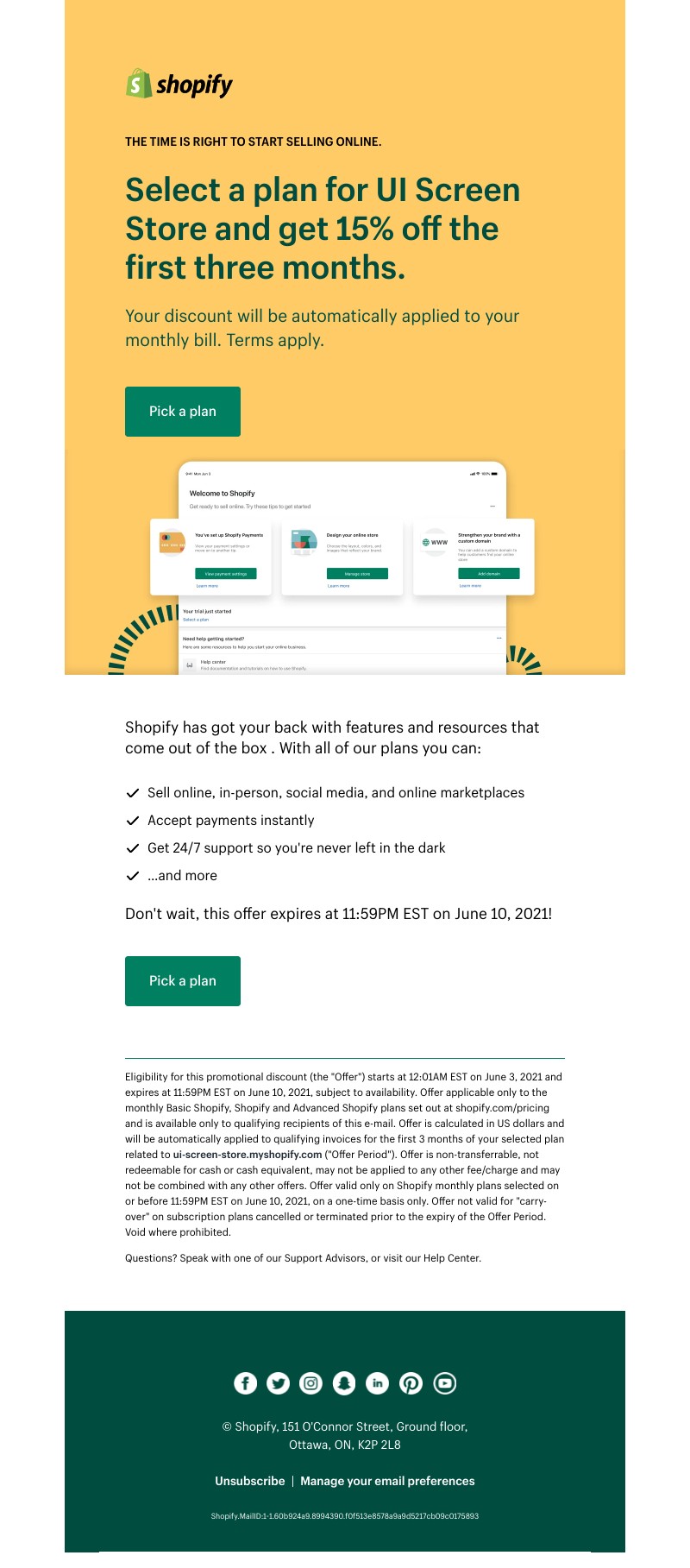 Shopify - Exclusive discount of 15% off for a limited time