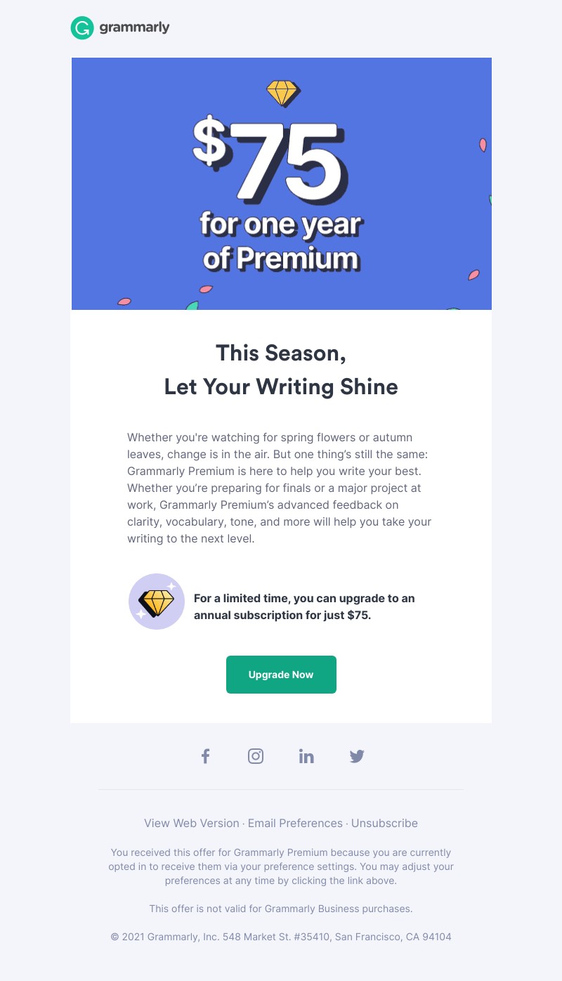 Grammarly - SALE: It’s Grammarly Premium season 🌼 🌿