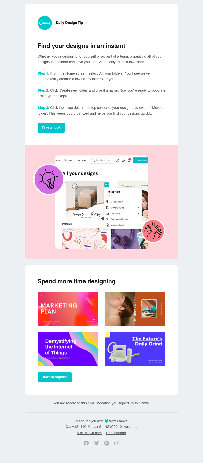 Canva - Use folders to keep all your designs organized