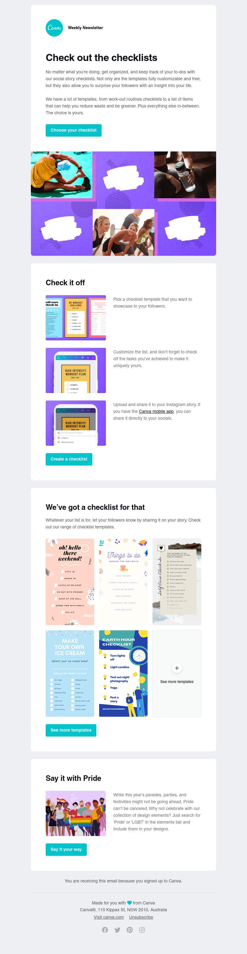 Canva - Check out our social media checklist templates