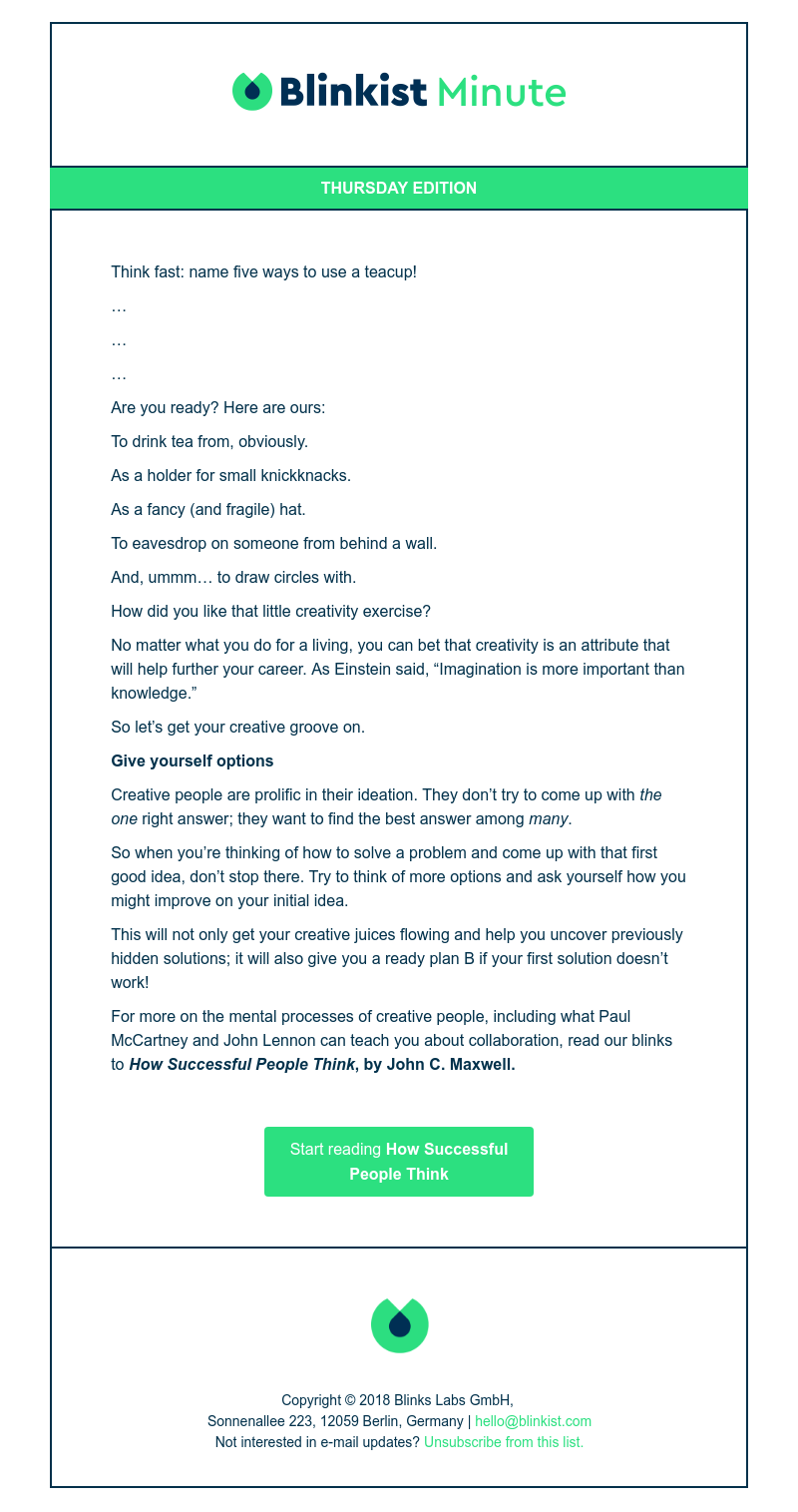  - Blinkist Minute: Why more is more when it comes to creativity