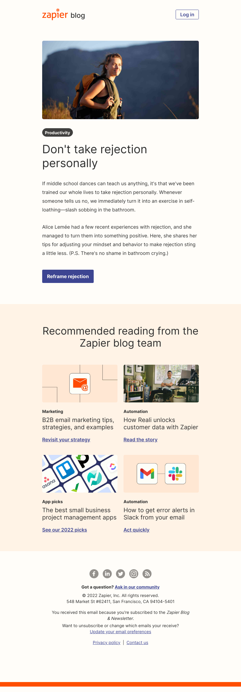 Zapier - Don't take rejection personally