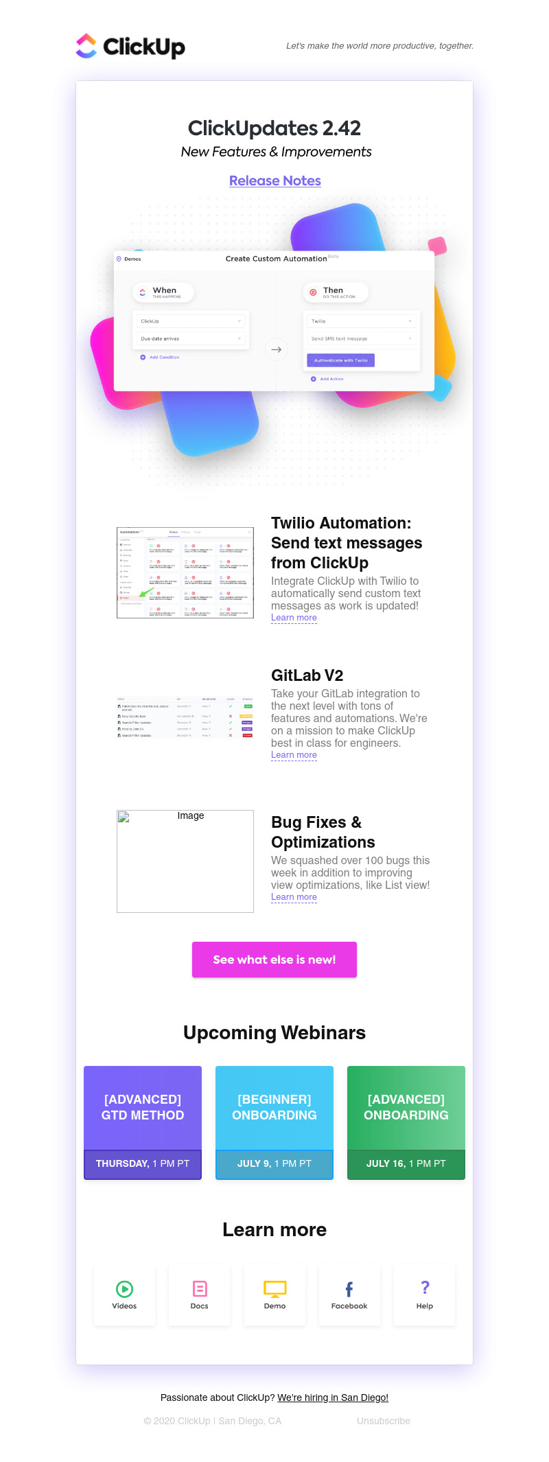 ClickUp - ClickUpdates 2.42 📞Twilio, Gitlab V2, & more updates!