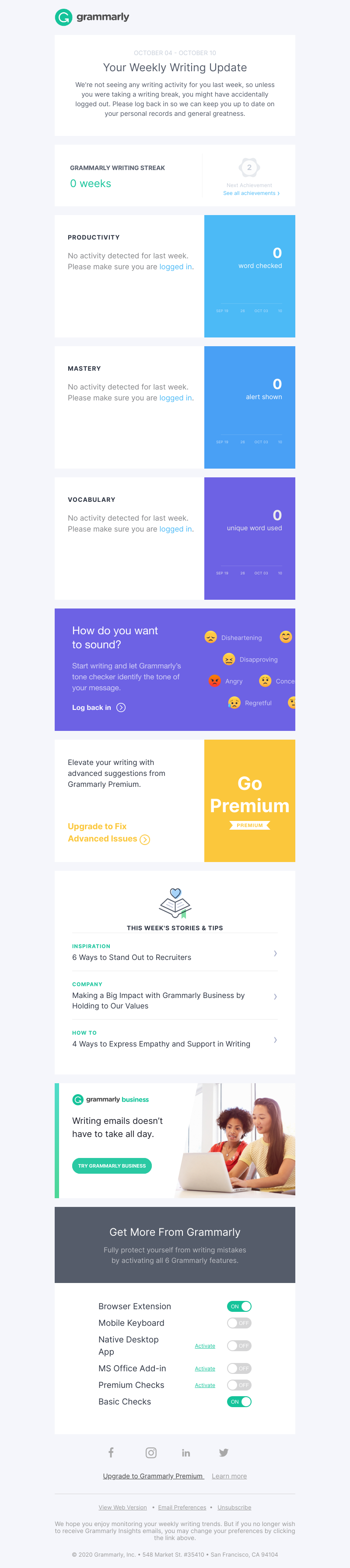 Grammarly - We miss you! Make sure you're logged in.