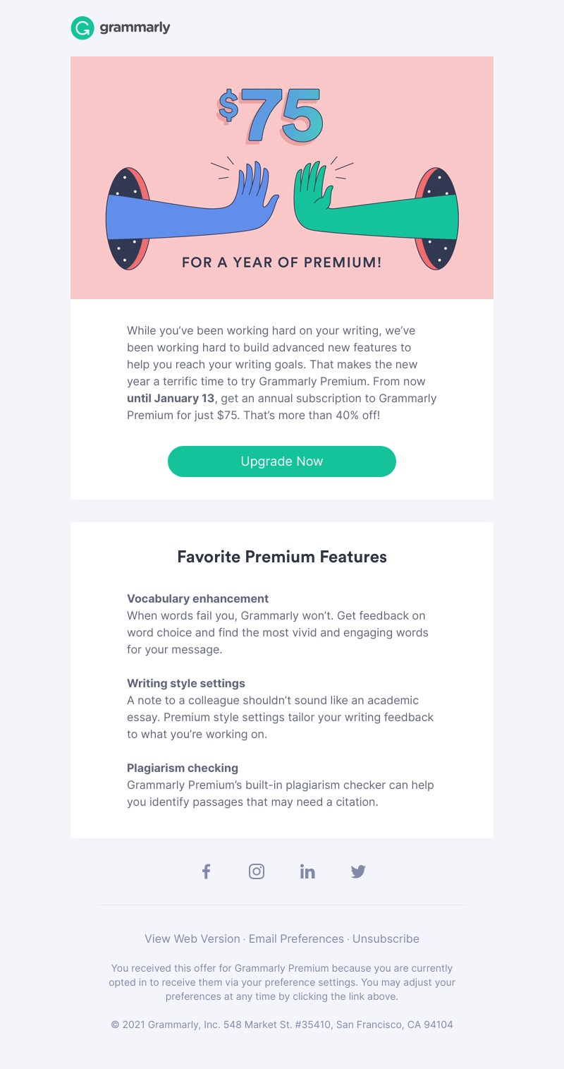 Grammarly - $75 New Year sale: Achieve your writing resolutions