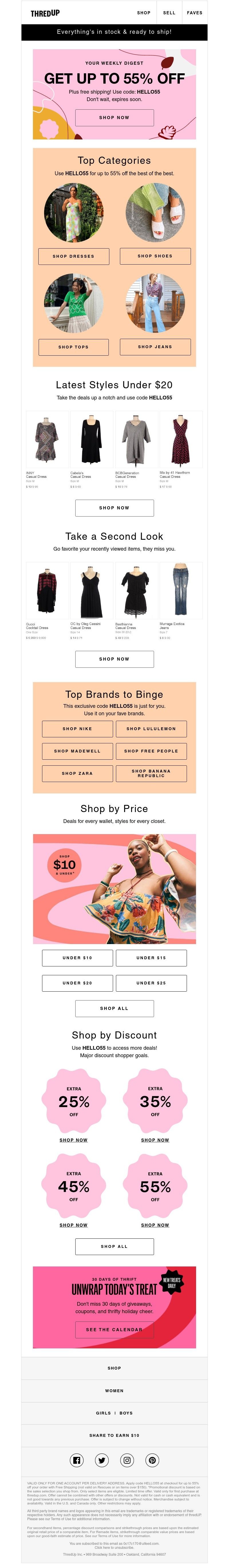 thredUP - This digest: Get 55% off plus free shipping!