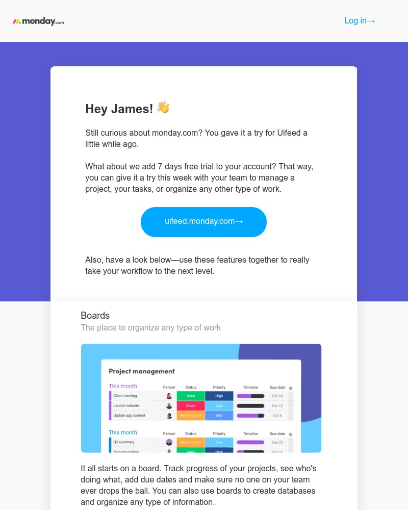 Monday - +7 days for Uifeed