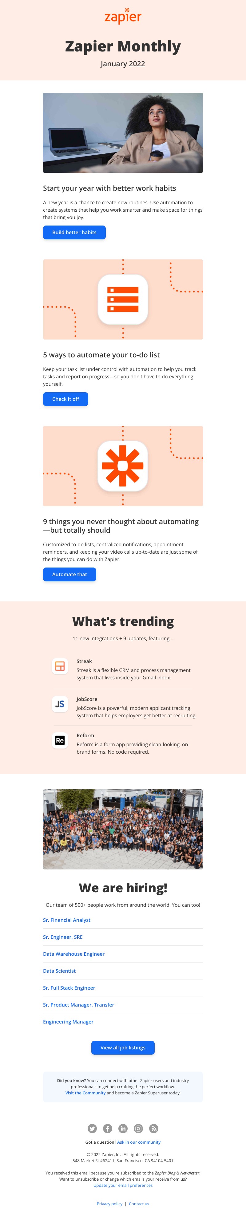Zapier - New in January: Automate your life (and work), 9 updates, and 11 new apps