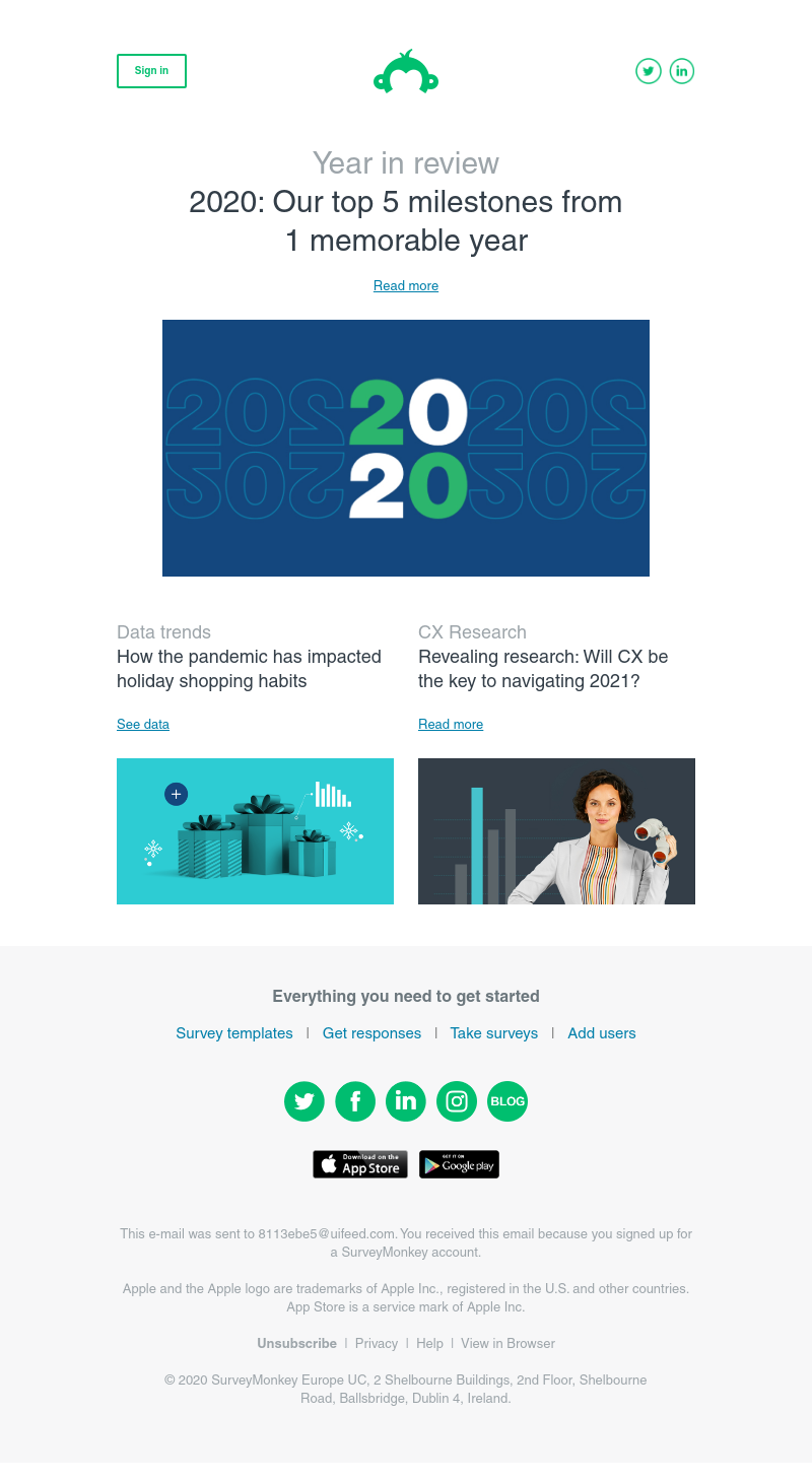 SurveyMonkey - Newsletter: December 2020