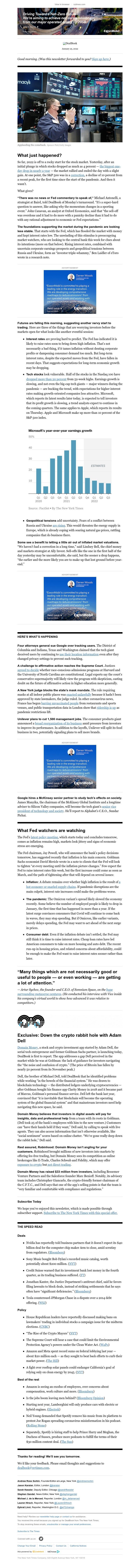 The New York Times - DealBook: An ‘overdone’ sell-off?