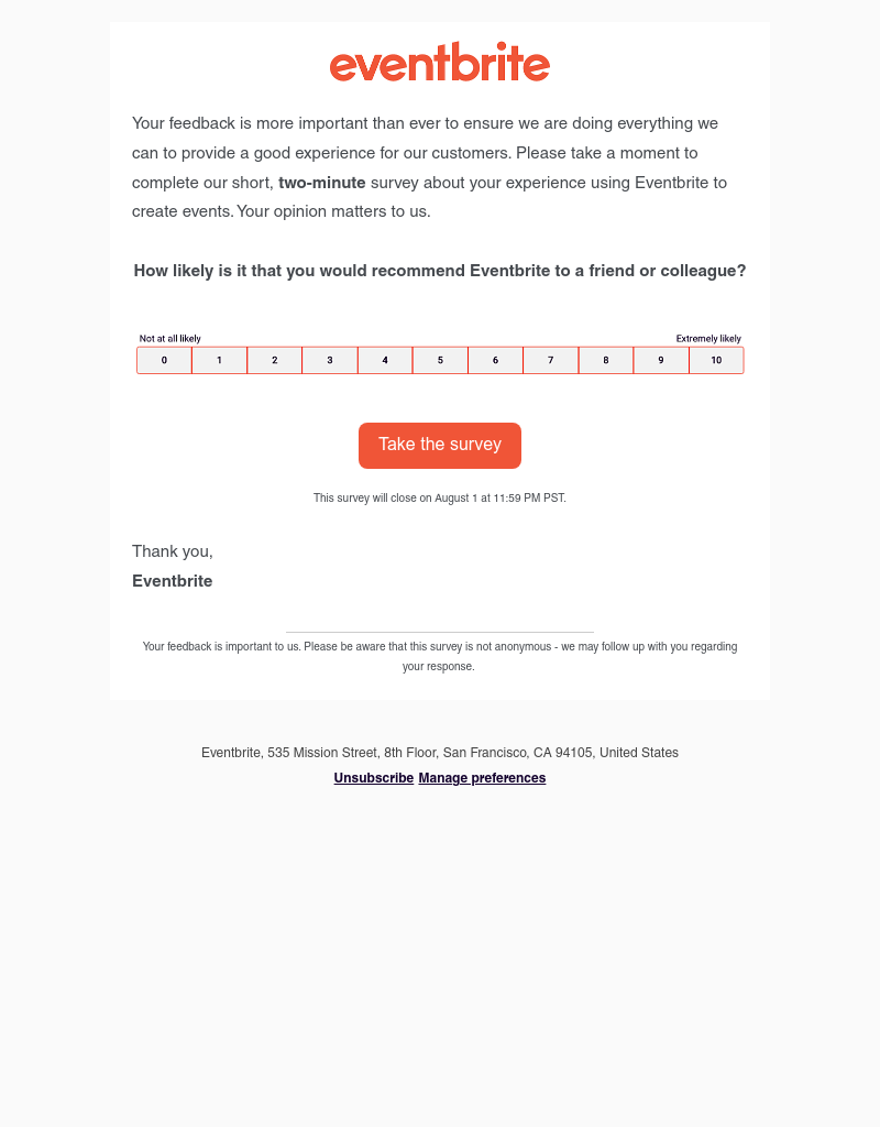 Eventbrite - Reminder: Please share your feedback 