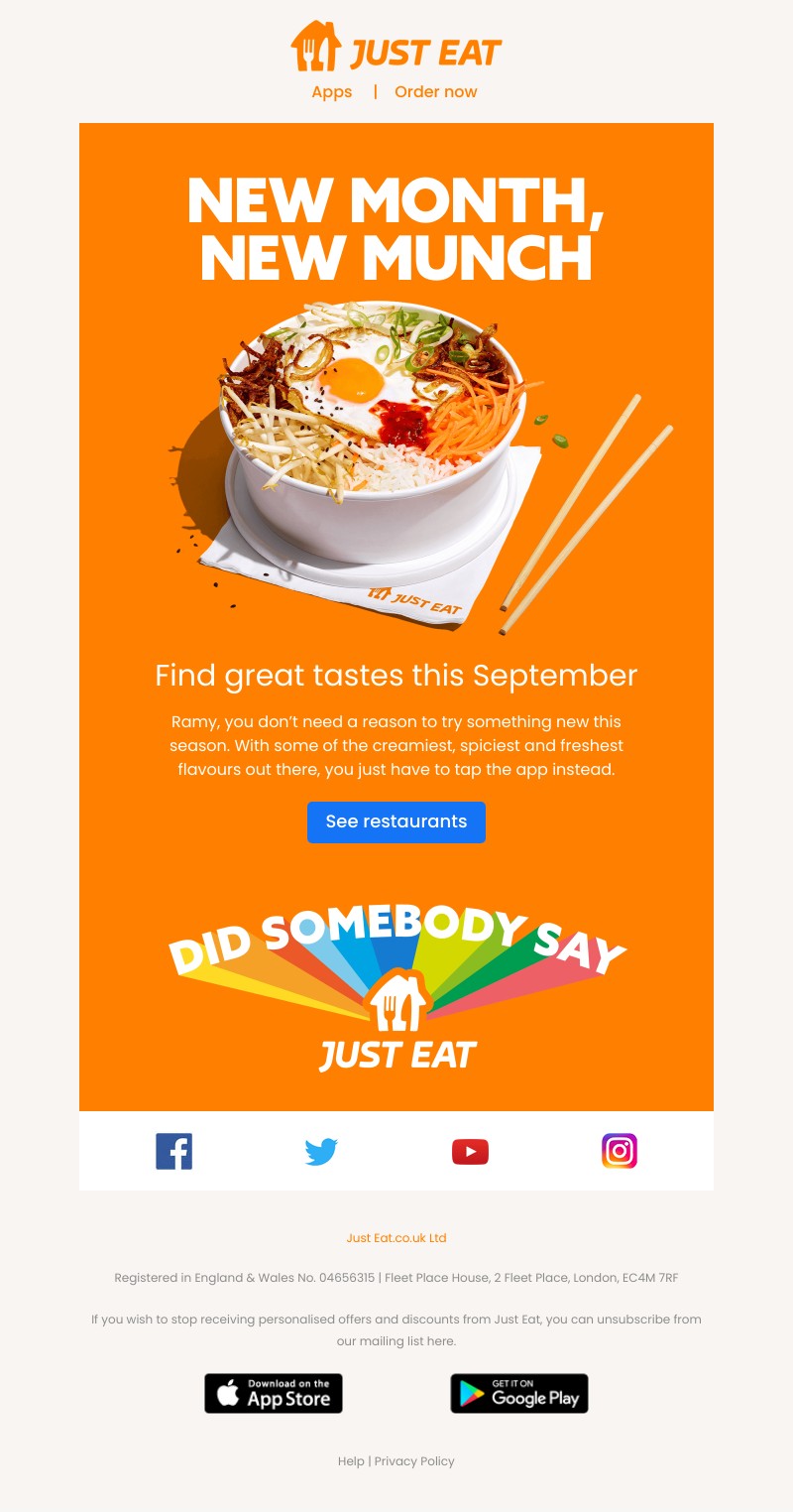 Just Eat - There’s a first for everything, Ramy 😉