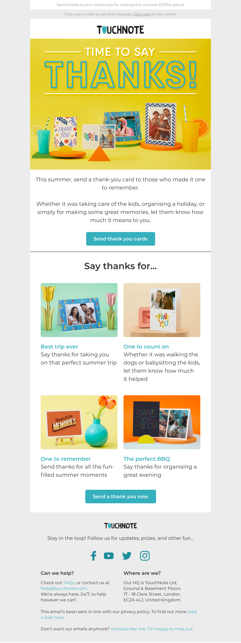 TouchNote - Say thanks for an unforgettable summer! 🍦☀️