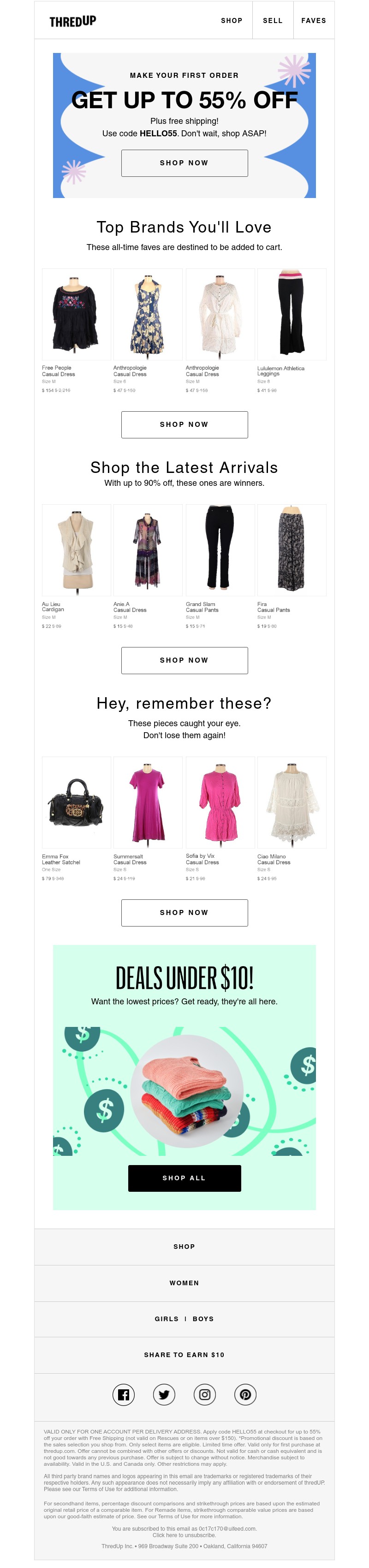 thredUP - Get up to 55% off + free shipping on fave styles 😉