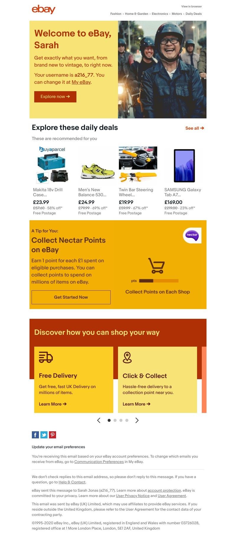  - You're in, Sarah! Thanks for coming to eBay.