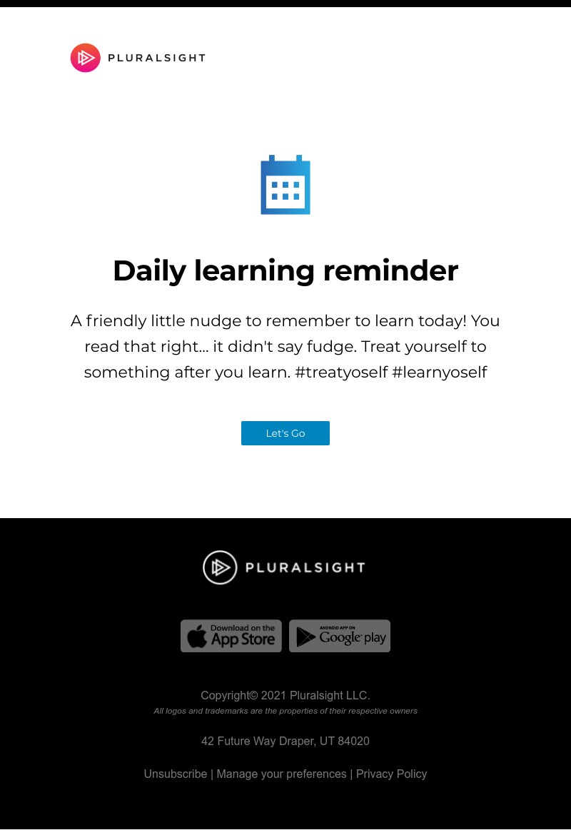 Pluralsight - Your friendly Pluralsight learning reminder