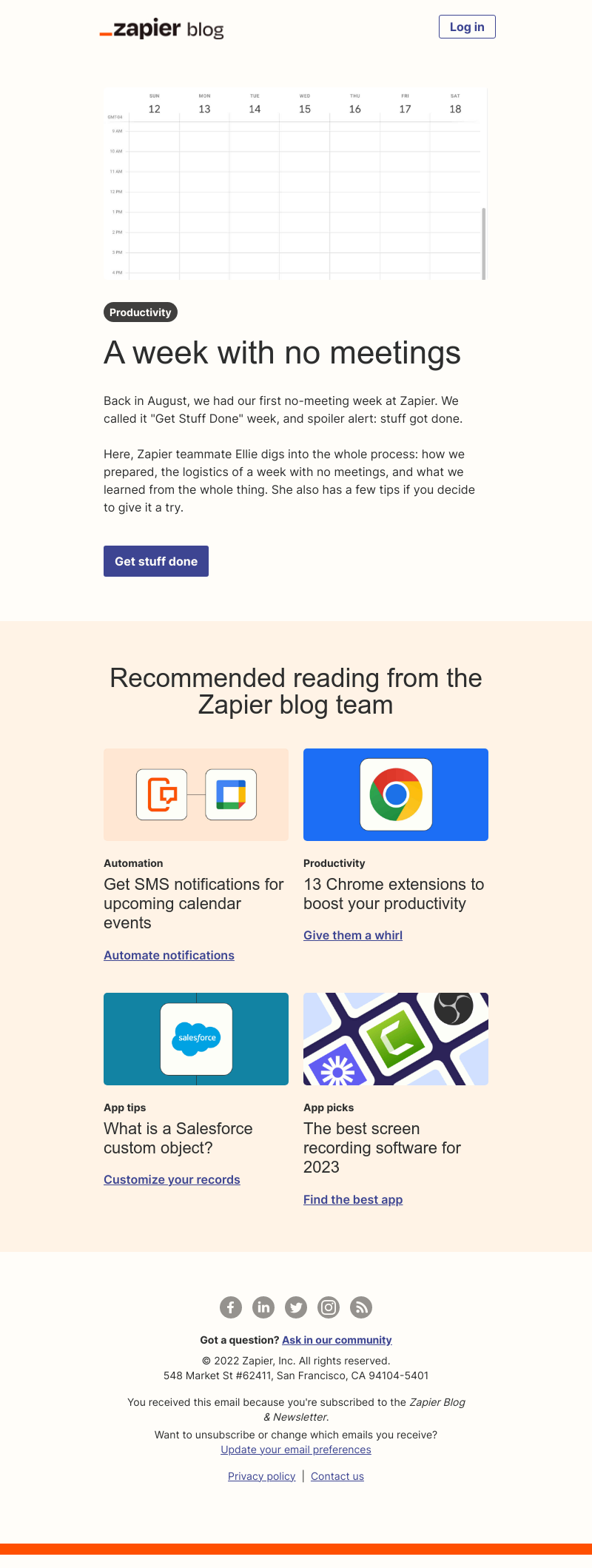 Zapier - A week with no meetings