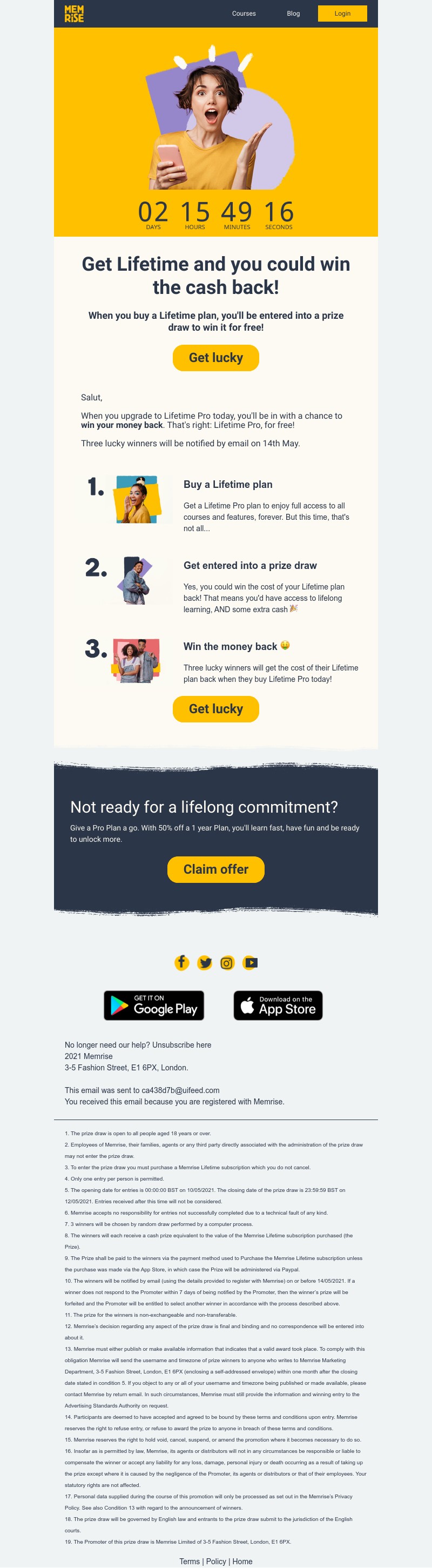 Memrise - Our brand-new Lifetime prize draw is here!