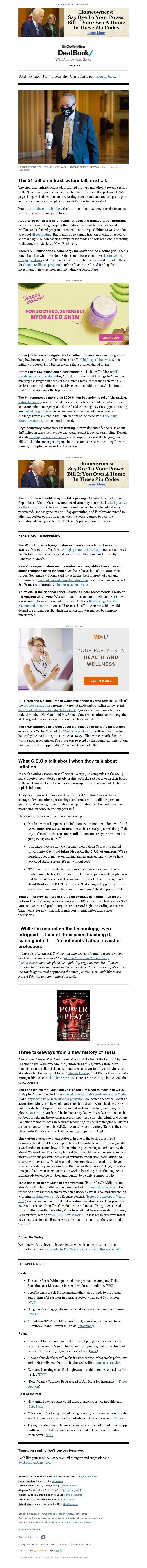 The New York Times - DealBook: Inside the epic infrastructure bill