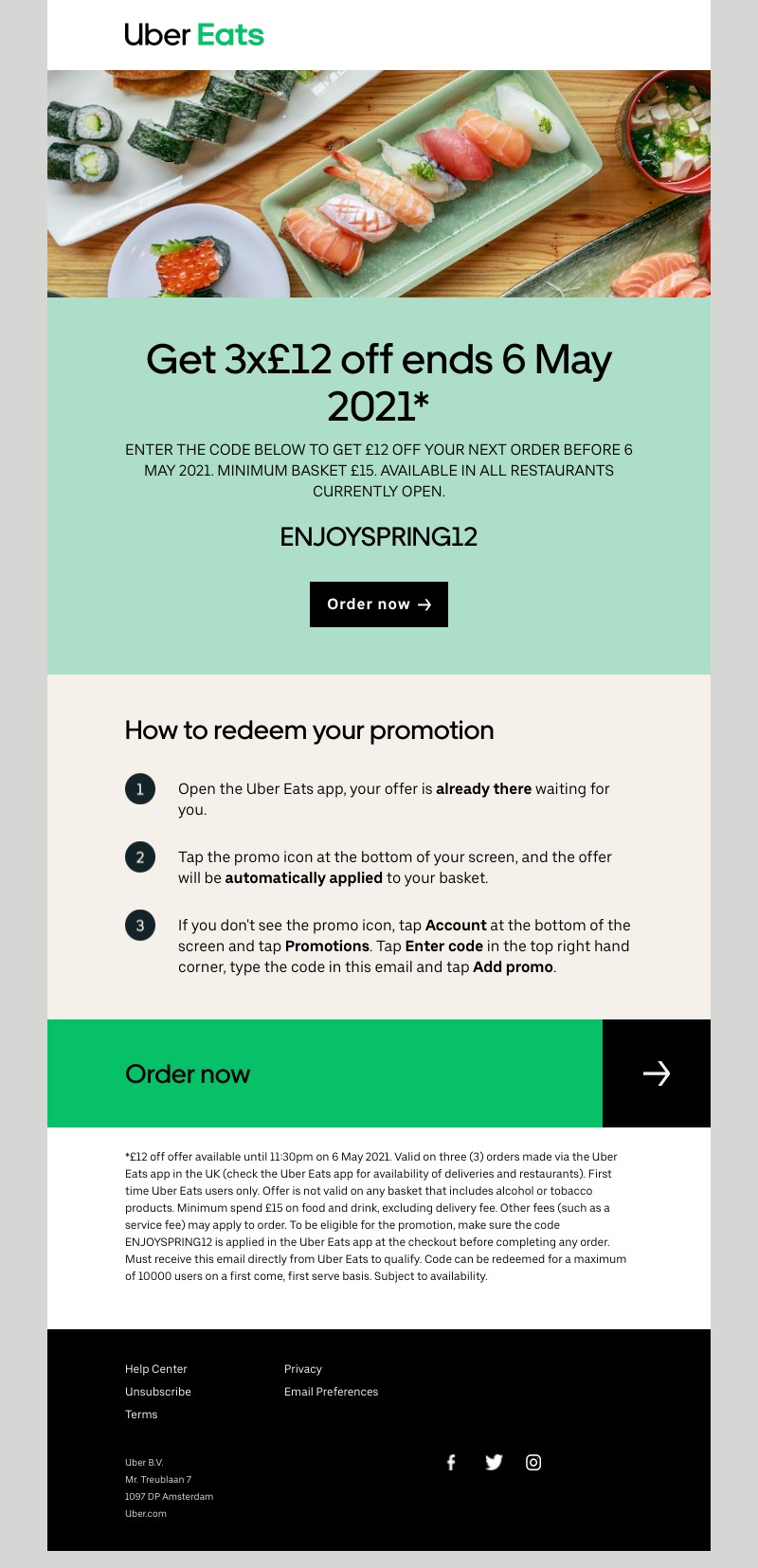Uber Eats - Sarah, your discount is still available