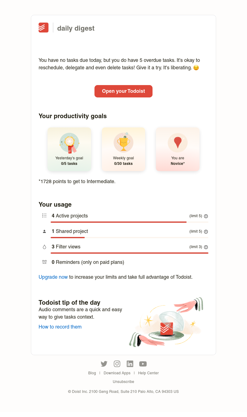 Todoist - Sarah’s task(s) for May 5 2023 → 5 overdue