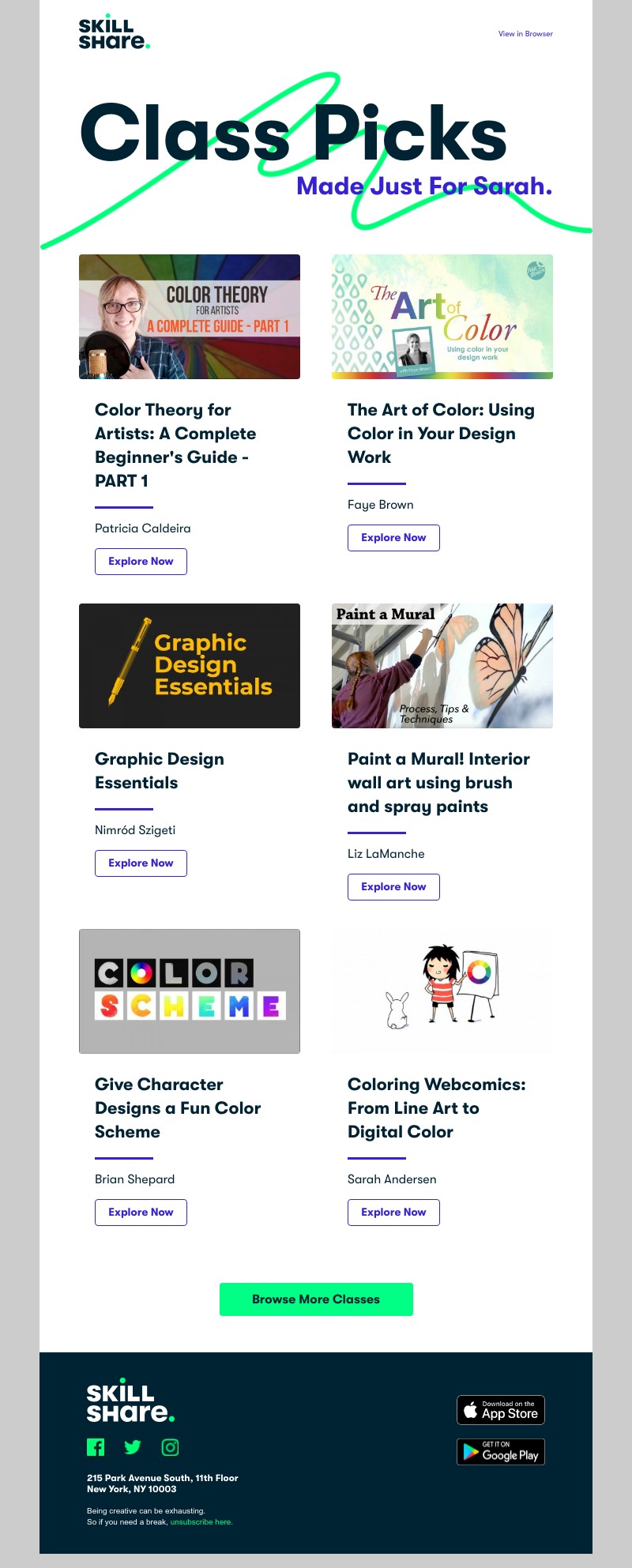 Skillshare - Your Weekly Personal Recommended Classes