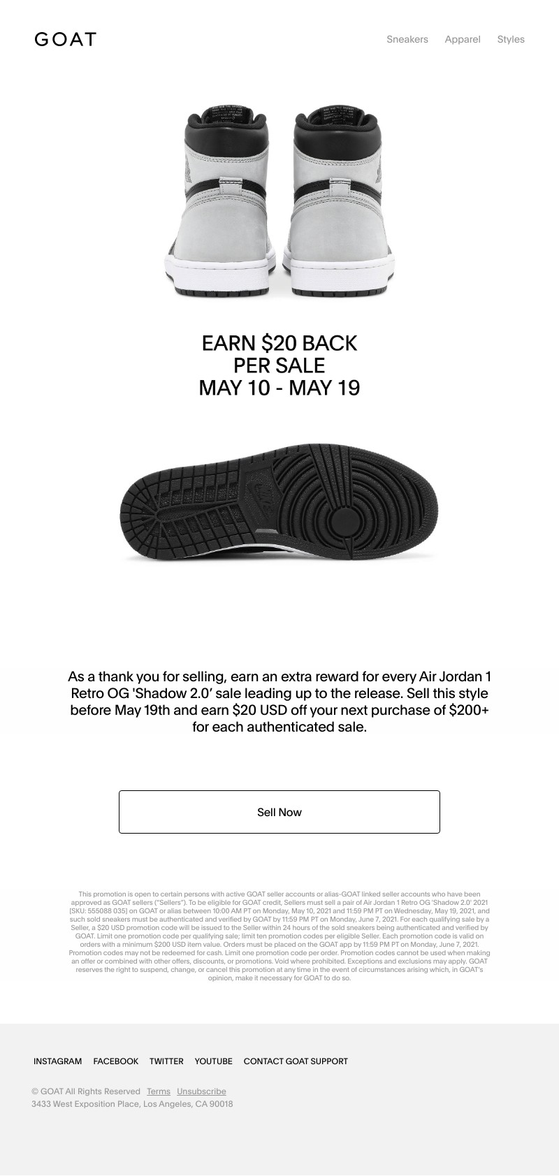 Goat - Sell any Air Jordan 1 Retro OG 'Shadow 2.0’ to earn back