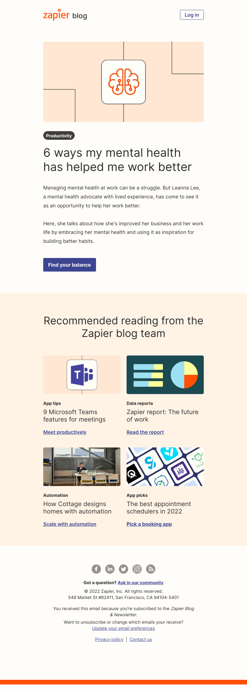 Zapier - How your mental health can help you work better