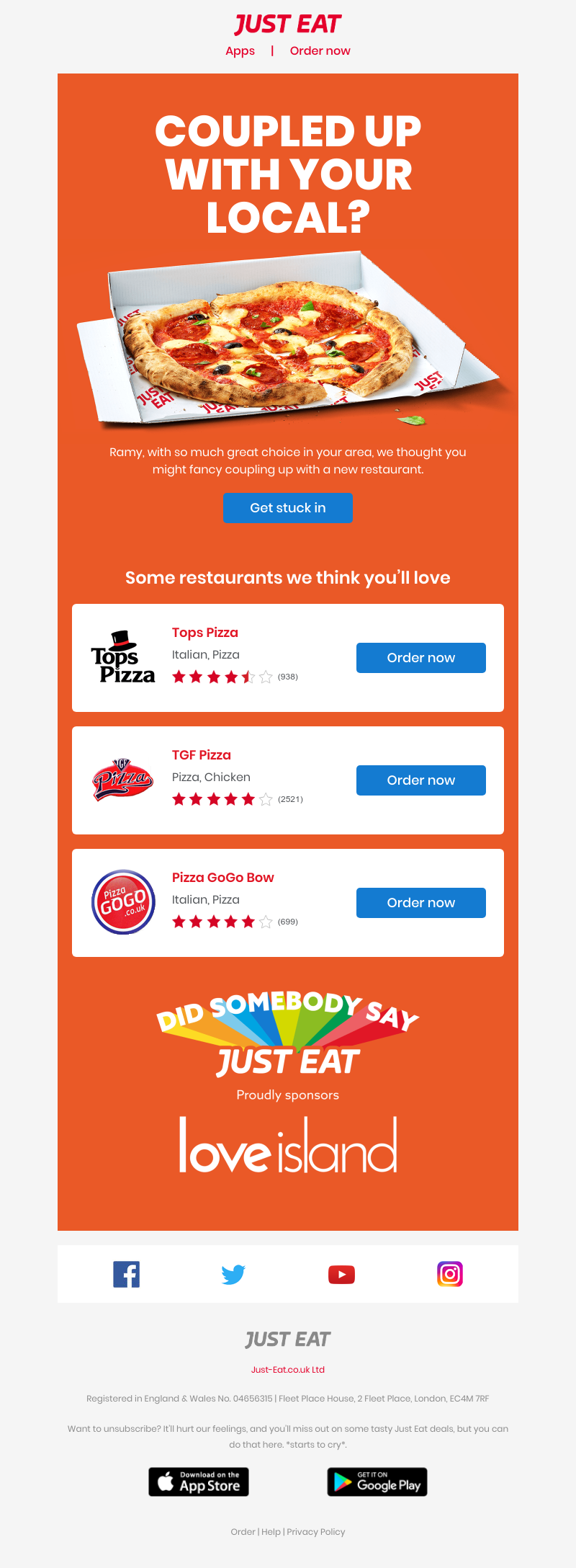 Just Eat - Local restaurants to make your head turn 👀