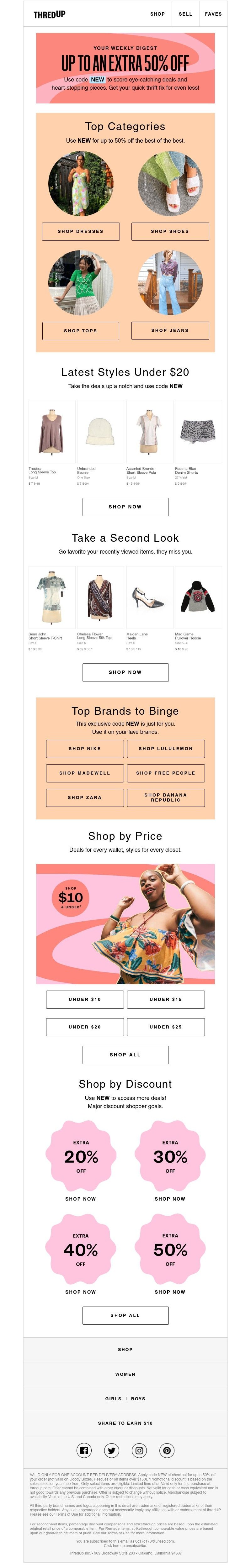 thredUP - Don't miss taking up to 50% off these deals