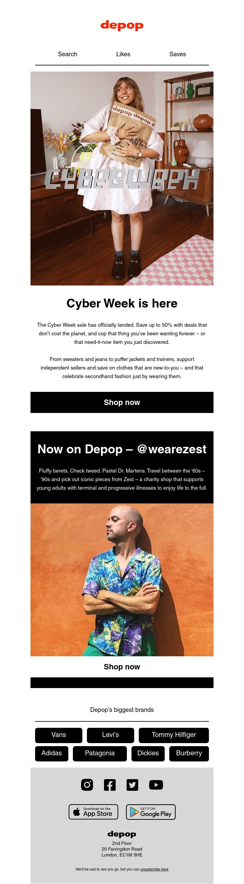 Depop - Right now: save up to 50% this Cyber Week